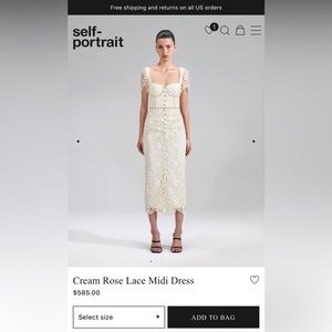 Self Portrait Cream Rose Lace Midi Dress